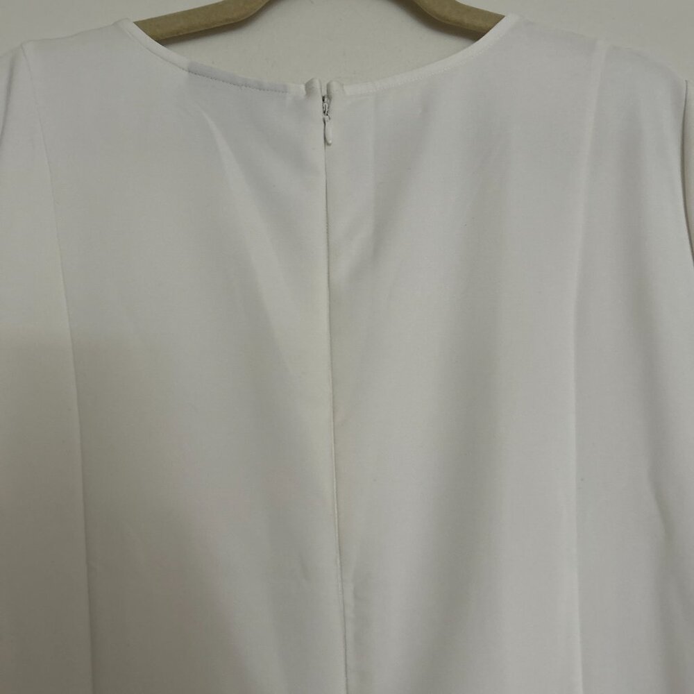 Women's White Short Sleeve Jumpsuit with Tie Waist - Picture 5 of 6
